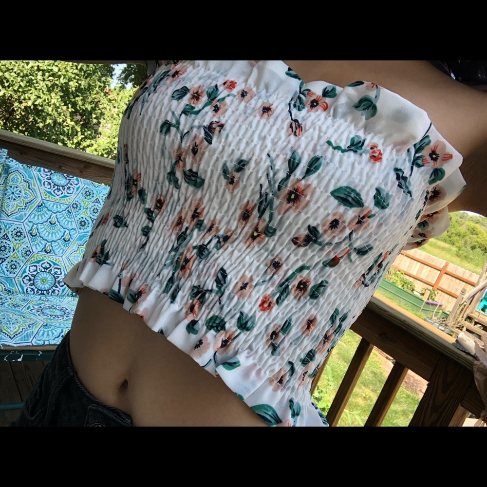 White floral tube top